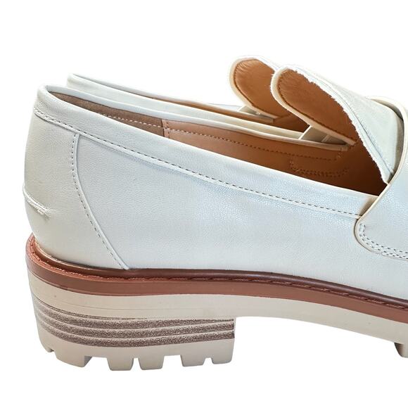 ZBY Loafers Womens Size 11 Cream Oxford Lug Sole Platform Chunky Heel Round Toe - Picture 10 of 12